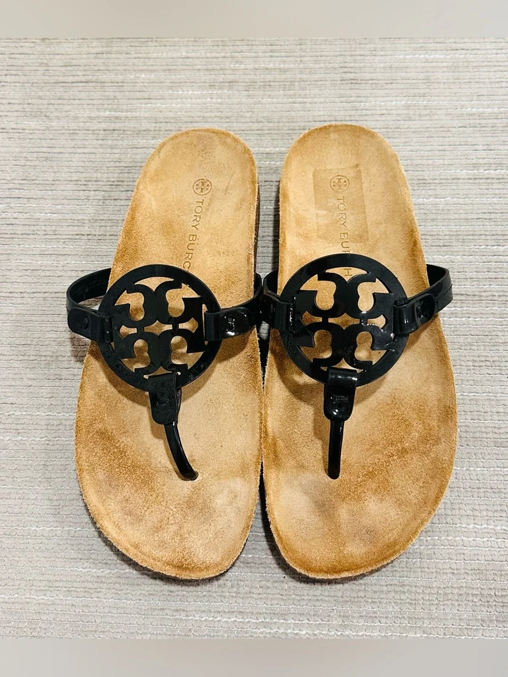 TORY BURCH Miller Cloud Sandals Perfect Black / Natural Size 10,5 M US